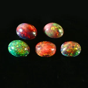 Natural Ethiopian Red Multi Fire Opal, 7.7 Ct Opal Cabochon Multi Fire Lot -5 - Picture 1 of 3
