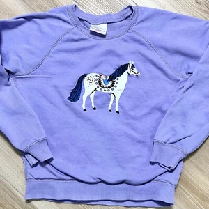 Hanna Andersson 8 Purple Lavender Girls Sweatshirt Carousel Horse Pony Applique - Picture 1 of 5