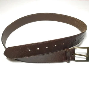 Arizona Men's Belt 36 VTG Brown Leather Jeans Belt Rugged Gold Buckle US Made - Picture 1 of 11