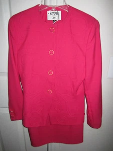 KASPER FOR A.S.L. RED SUIT WITH SKIRT - SIZE 4 - NICE FRONT DESIGN - - Picture 1 of 4