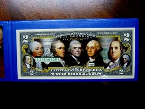 New The Founding Fathers Colorized $2 Bill Commemorative - Picture 1 of 3