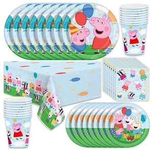 Peppa Pig Party Plates, Cups, Napkins, Table Cover, Banner - Choose to Buy - Picture 1 of 16