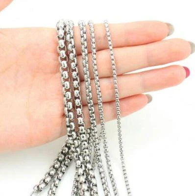 Lote de 10 piezas 3 mm 24"" mujeres hombres acero inoxidable caja collar cadena plata Foto 1 de 4