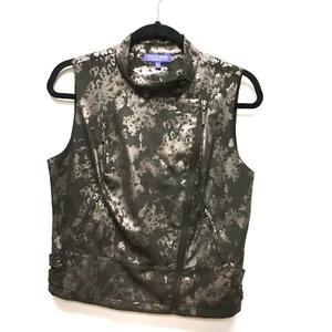 Vivienne Tam Brown Silver Urban Jungle Metallic Asymmetric Full Zip Vest 8 New - Picture 1 of 8