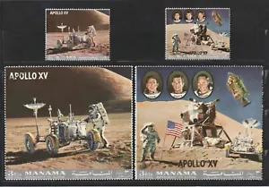 Manama 1971 - Apolo XV (Edición III) - Mi-1063A a 1066A - Perfecto CTO - Imagen 1 de 1