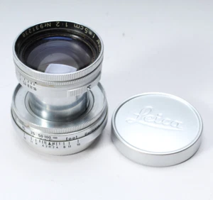 1951 LEITZ SUMMITAR 5CM F/2.0 M39 LTM LENS CAPS CLEAN COSMETICS HAZY GLASS LEICA - Picture 1 of 7