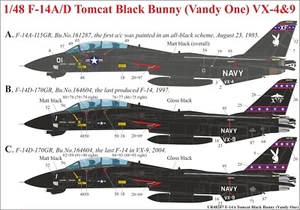 UpRise Decals UR48207 - DECAL F-14A/D Tomcat Black Bunny VX-4&9 1/48 - Picture 1 of 9