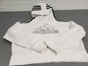 Adidas Girls Pullover Hoodie Size XS 6 White Black - Picture 1 of 5