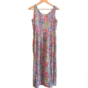VTG 80s 90s Reyn Spooner Hawaiian Tiki Men Palm Leaves Tropical Midi Dress Sz S - Picture 1 of 7
