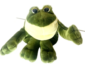 Aurora Green Frog Plush Black Dots Stuffed Animal 14" Exclusive Busch Garden EUC - Picture 1 of 12