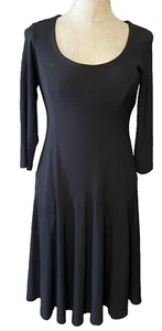 Ralph Lauren Dress Black 6 P 6P Stretch A Line 3/4 Long Sleeve w Bra Washable - Picture 1 of 5