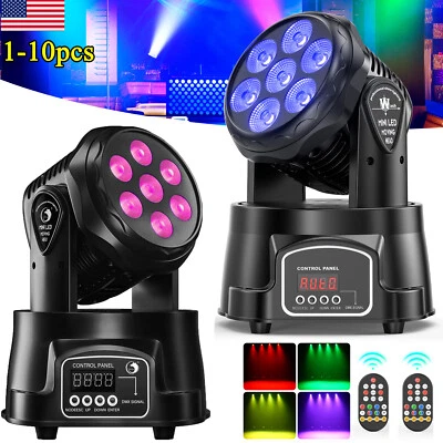 2-10x 105W 7 LED RGBW Moving Head Lights Beam Wash Stage Lighting DJ Party Disco - Image 1 of 4