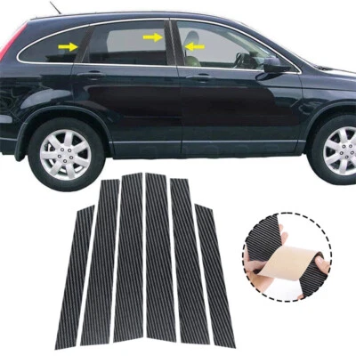 6x Apto para Honda CR-V 2007-2011 fibra de carbono aspecto pilar postes ventana puerta moldura Foto 1 de 4