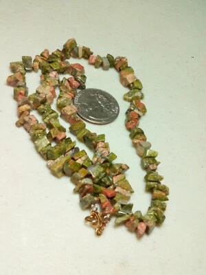 Vintage Unakite Necklace Golf Filled 1/20 Clasp (Weird) 18 Inch Green Red E2 — 第 1/4 张图片