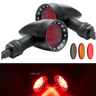 Motorcycle Stop Running Red Turn Signals Black 10mm For Harley Honda Touiring MT - Image 1 of 4