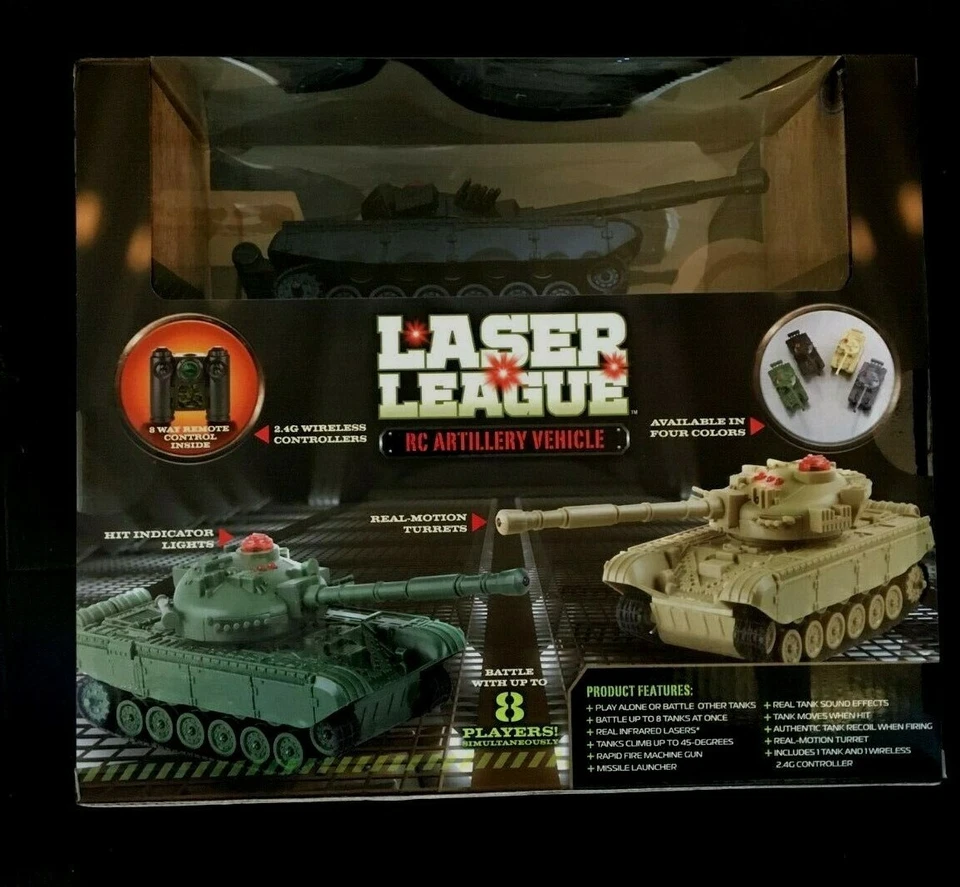 Laser League RC Artillery Vehicle SOUND & MOTION  BLACK Tank Vehicle New in Box - Image 1 of 3