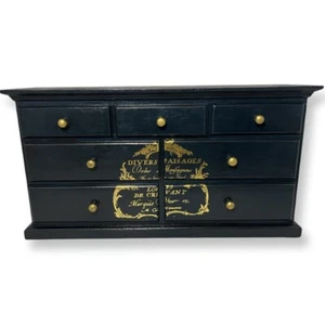 Old World 7 Drawer Table Top Storage Chest Solid Wood 10x19in - Picture 1 of 10