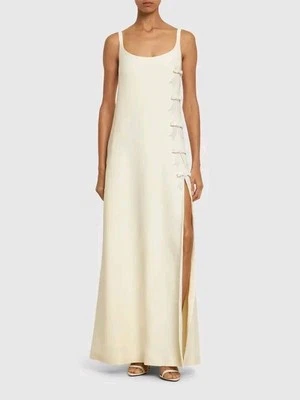 GIAMBATTISTA VALLI Bow Embellished Long Crepe Ivory Dress  IT 42 US 6 Org $5,050 - Image 1 of 4