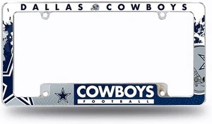 Dallas Cowboys Premium Metal License Plate Frame Tag Cover, All Over Design,... - Picture 1 of 5