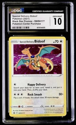 2021 Special Delivery Bidoof SWSH 177 Black Star Promo Pokémon Center CGC 10 ✨ - Image 1 of 2