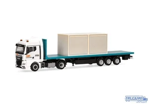 Herpa Circus Krone MAN TGX GM Flachbettauflieger + 10ft Koffer 320252 - Bild 1 von 5