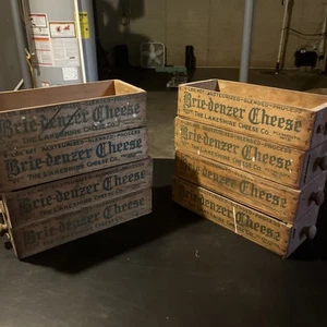 1- Vintage Brie Denzer Lakeshire Cheese Dairy Farm 5 Lb. Wood Box Sign Primitive - Picture 1 of 8