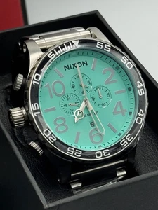 NIXON 51-30 Chrono - Orologio cronografo da uomo argento/turchese A1389-2084 - Foto 1 di 13