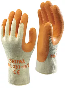 10 x gants de préhension SHOWA 310 revêtement de paume en latex travail robuste à faire soi-même constructeurs ORANGE - Photo 1 sur 5