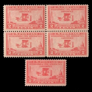 GoodChoice: US # 649 (x5) Civil Aeronautics BL4 Block & Single MNH F/VF CV$35 - Picture 1 of 2