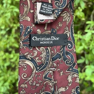 Christian Dior 100 % Seide Designer Herren Krawatte Paisley Krawatte Hergestellt in Italien & USA - Bild 1 von 4
