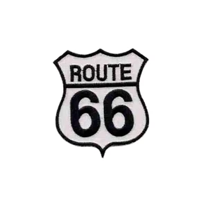 ROUTE 66 PATCH HIGHWAY ROAD SIGN HISTORIC EMBLEM US embroidered iron-on BLACK - Picture 1 of 1