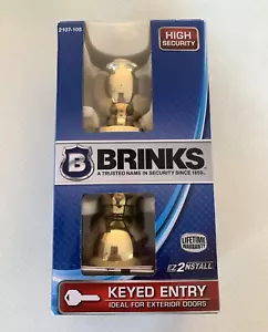 Brink's Locking Polished Brass Keyed Entry Door Knob New Opened Box #2107-105 - Picture 1 of 5
