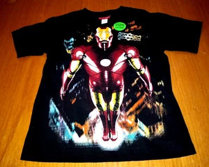New Glow in the Dark Iron Man Black T-Shirt Boy's  14/16 )  label " XXL 18 " - Picture 1 of 5