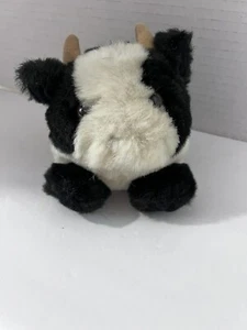 Vintage Swibco Plush Cow Stuffed Animal Toy Miniature Black White Horns 90s 4" - Picture 1 of 4