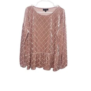 Suzanne Betro pink peplum velour top velvet blouse NWT size large pretty boho - Picture 1 of 7