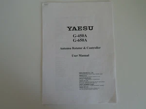 YAESU G-450A G-650A (INSTRUCTION MANUAL ONLY)..............RADIO_TRADER_IRELAND. - Afbeelding 1 van 4