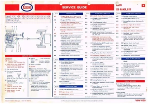 VOLVO AMAZON 131 133 B20 2.0 SALOON 1968-70 ESSO MAINTENANCE & LUBRICATION CHART - Picture 1 of 1