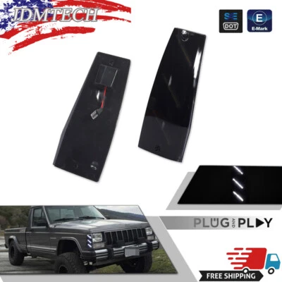 Juego de marcadores laterales LED blancos para 84-96 Jeep Cherokee 86-92 Comanche 84-90 Wagoneer Foto 1 de 4