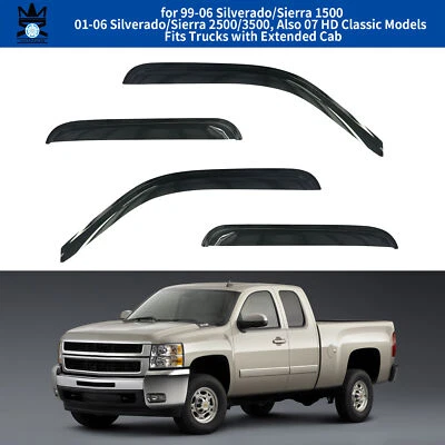 Juego de 4 viseras de ventana acrílicas de cabina extendida para Chevy Silverado GMC Sierra 99-06 Foto 1 de 4