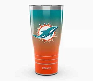 MIAMI DOLPHINS, 30oz STAINLESS STEEL TUMBLER FROM TERVIS  W/ LID INCLUDED - Picture 1 of 3