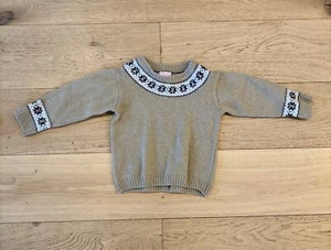 La Coqueta Boys Tan Fair Isle Wool Sweater Size 4/5Y - Picture 1 of 2
