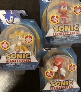 Sonic Il Riccio Action Figure 2.5” + 2 Carte da Collezione/Set di 3/Nuovo - Foto 1 di 5