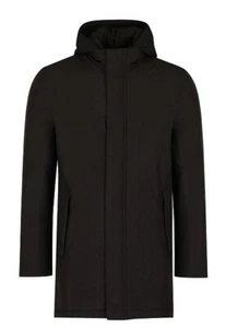 Corneliani V3801 Mens Black Waterproof Hooded Parka Jacket Size 52 - Picture 1 of 5