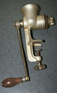 Universal #1 Vintage Heavy Metal Meat Grinder Silver Colored with Wood Handle - Picture 1 of 5