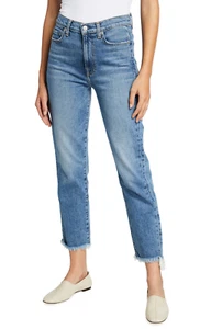 7 FOR ALL MANKIND High Waist Cropped Straight Leg Jeans sz 25 Frayed Hem - Picture 1 of 4