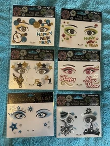 New Year's Eve Face Art Sequin Decor ~ Choose Your Style ~ FREE SHIPPING! - Picture 1 of 2