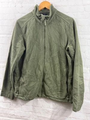 Lands End Fleece Jacket Mens Size Medium (38-40) Olive Green Pockets Full Zip - Image 1 of 4