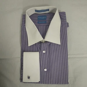 Men's Haines & Bonner Cotton Long Sleeve Purple & White Striped Shirt New/Other - Picture 1 of 7