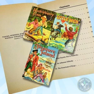 Set of 3 Whitman Illustrated Classics โ Huckleberry Finn, Treasure Island + - Picture 1 of 11