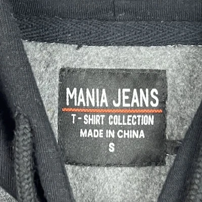 Mania Jeans Camiseta Colección Sudadera con Capucha Hombre Pequeña, Gris/Negro Nueva Foto 1 de 4